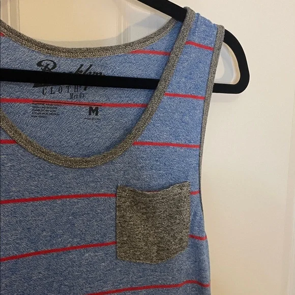 Brooklyn Cloth Blue and Red Striped Tank Mens Medium - Picture 3 of 5
